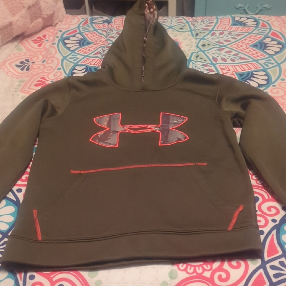 Under Armour Kids' Olive Hoodie with Red Details
